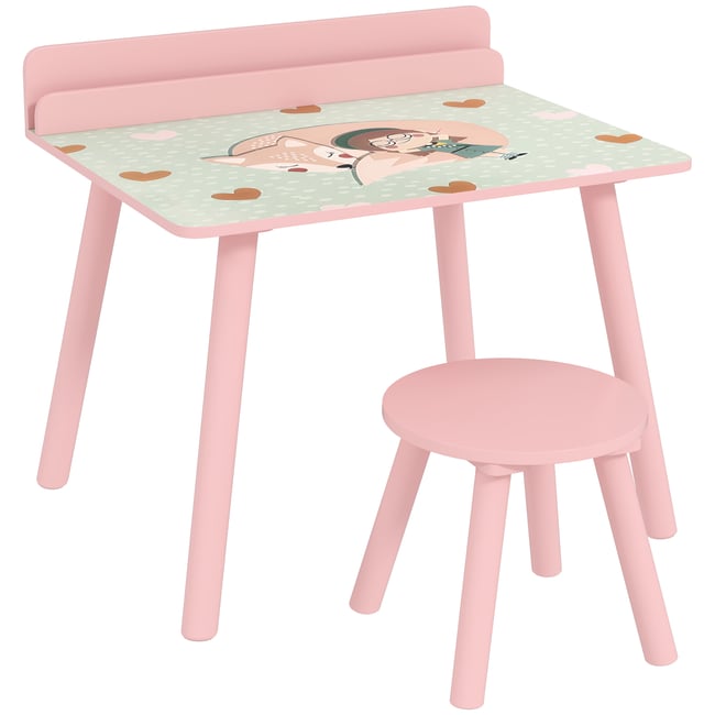Ensemble table et chaises pour enfants MDF rose <span itemprop=