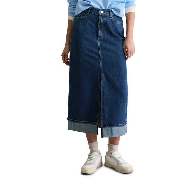 Maxi-jupe en jean regular en denim rigide sans élasthanne bleu foncé <span itemprop=