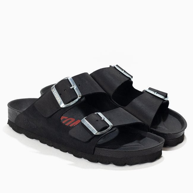 Sandales en cuir ATLAS pour femme noir <span itemprop=