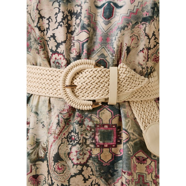 Ceinture élastiquée large ecru <span itemprop=