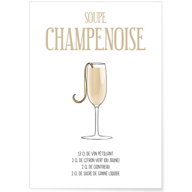 Affiche Cocktail Soupe Champenoise Couleur blanc <span itemprop=