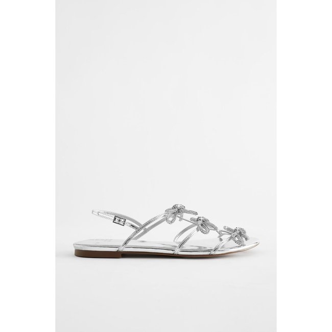 Sandales à bride avec nœud coupe classique argent <span itemprop=