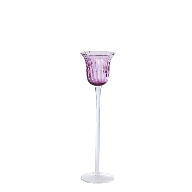 Photophore décoratif en verre soufflé H30 Couleur violet <span itemprop=