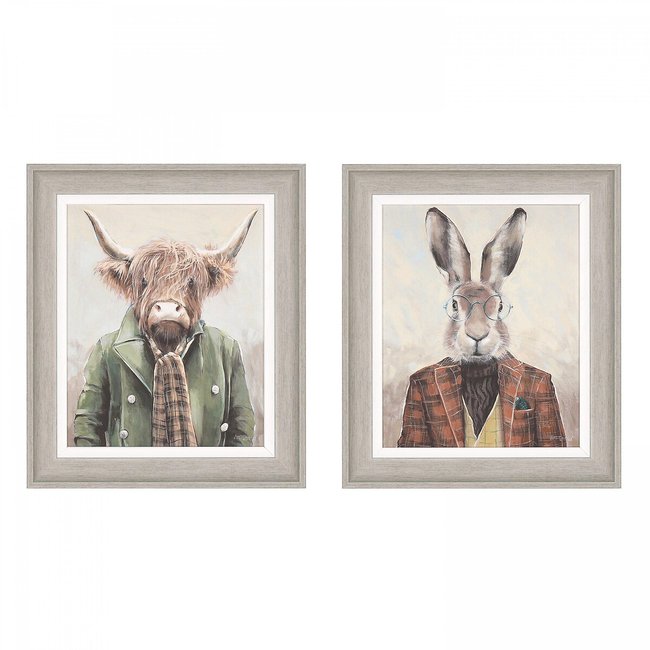 Set of 2 30x35cm Harry and Austin Framed Print, multi-coloured, SO'HOME