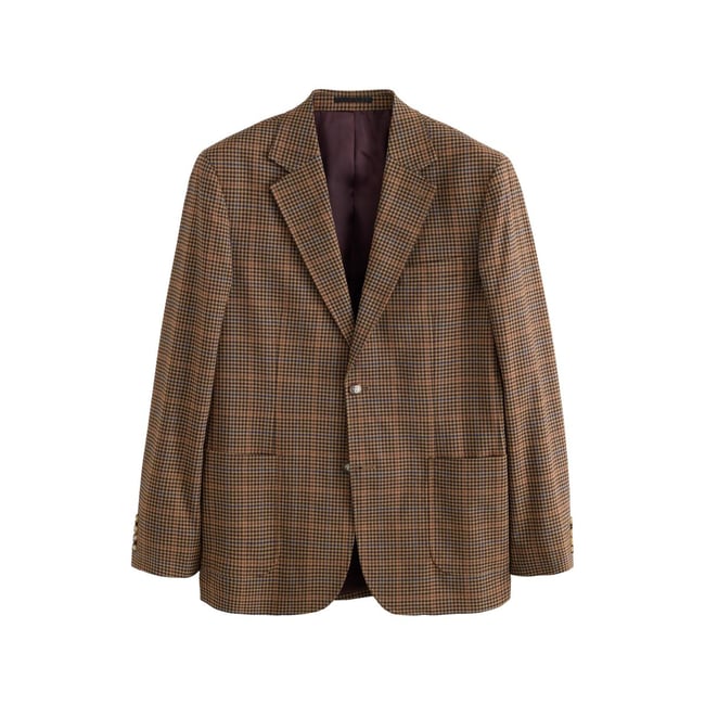 Veste de costume ajustée à carreaux gun club marron <span itemprop=