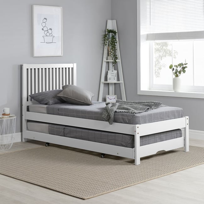 Barden Rubberwood Trundle Bed, white, SO'HOME