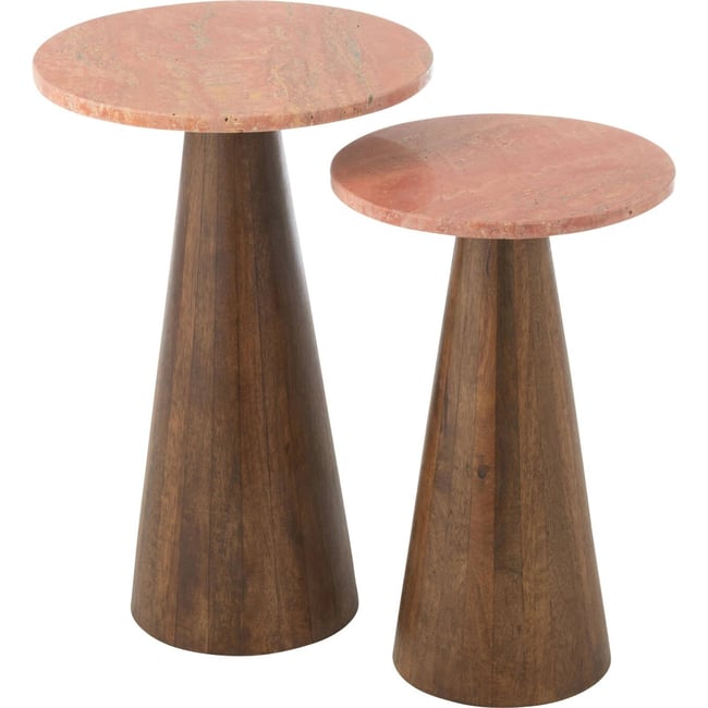Table d'appoint ronde en bois Couleur terracotta et marron foncé <span itemprop=
