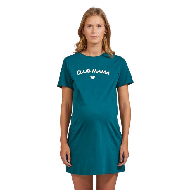Chemise de nuit T-shirt grossesse et allaitement en coton bio vert <span itemprop=