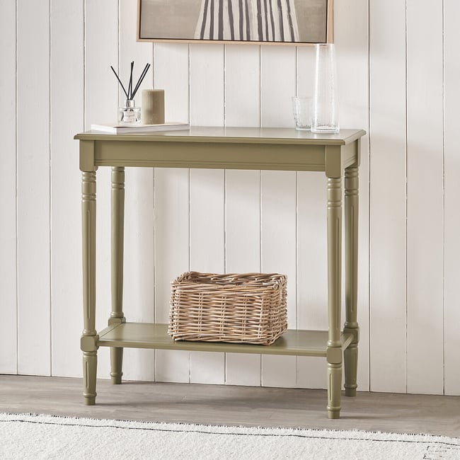 Hawthorne Pine Wood Console Table, olive green, SO'HOME