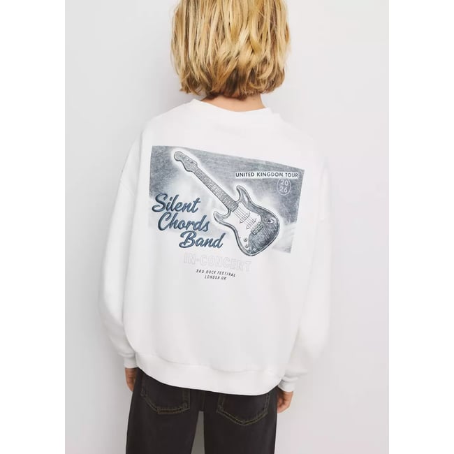 Sweat en coton 100 % imprimé blanc <span itemprop=