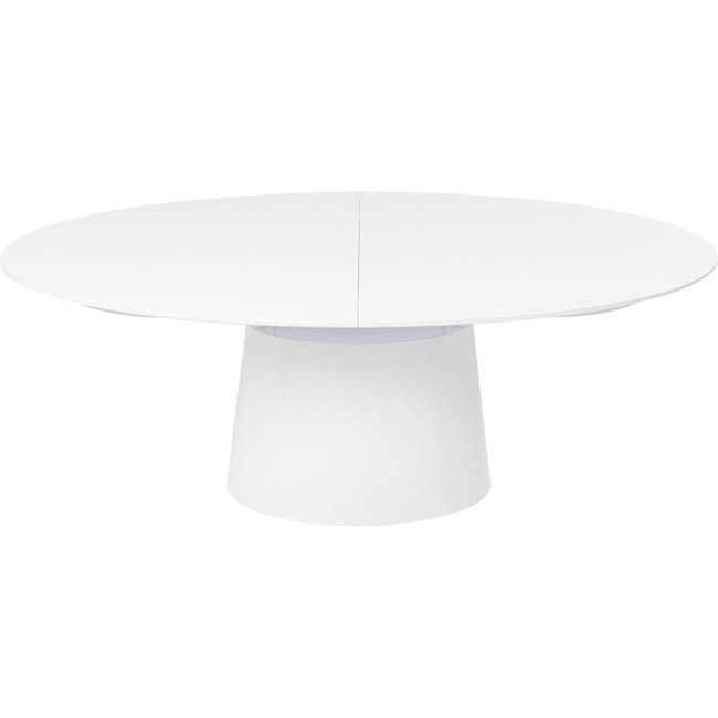Table à rallonge ovale finition brillante, BENVENUTO Couleur blanc <span itemprop=