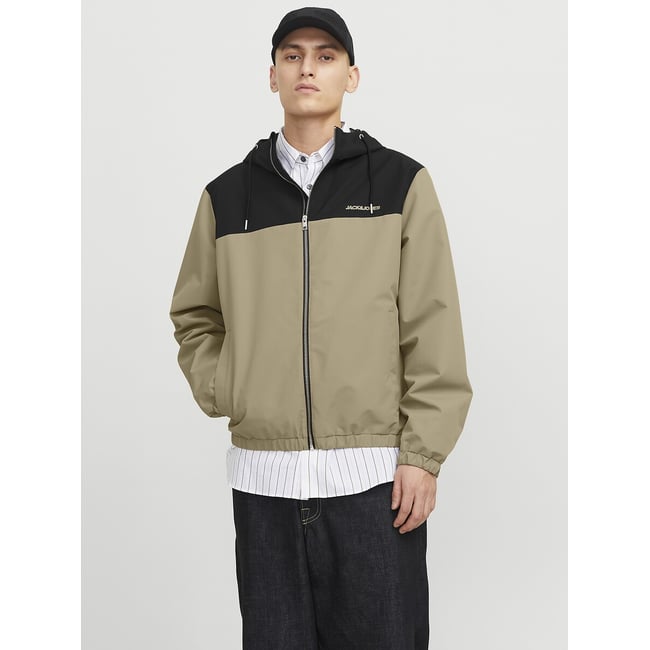 Blouson léger à capuche   beige/noir <span itemprop=