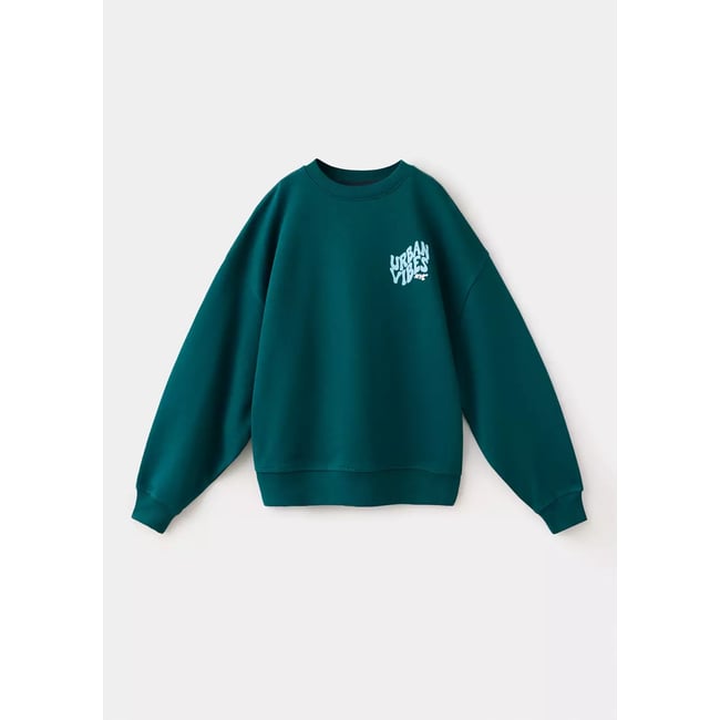 Sweat 100 % coton relaxed-fit vert <span itemprop=