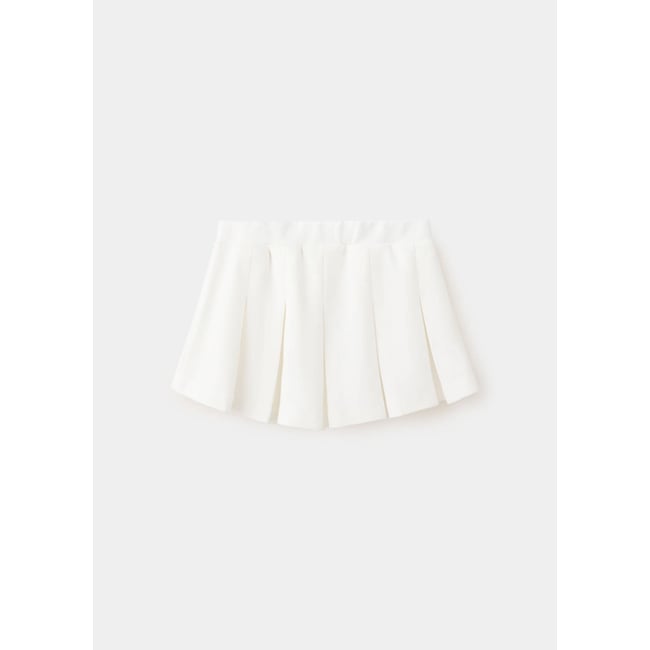 Jupe-short plissée blanc cassé <span itemprop=