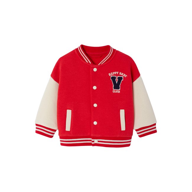Blouson teddy en molleton rouge <span itemprop=