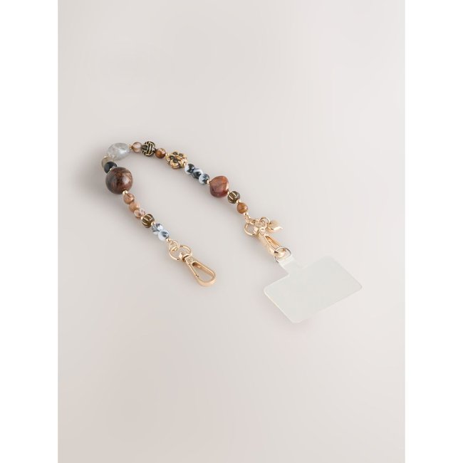 Sangle pour téléphone avec perles et résine bleu <span itemprop=