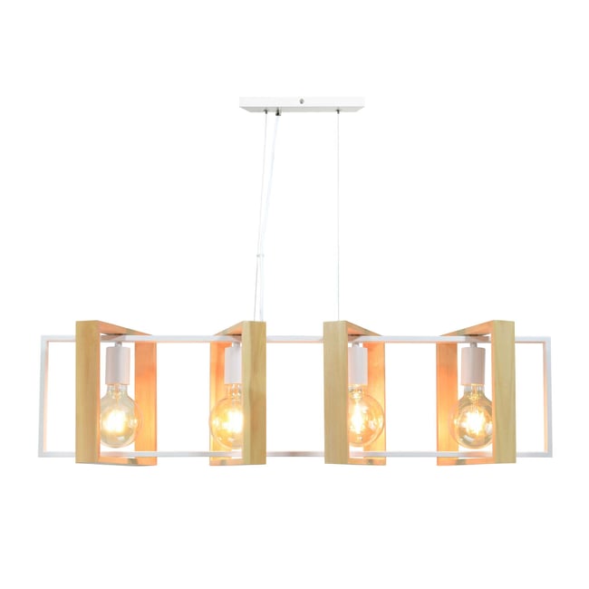 Suspension en bois d'hévéa et métal, WOOLI Couleur blanc <span itemprop=