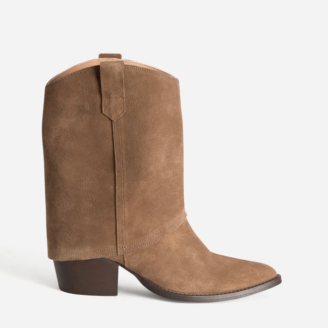 Botte À Talon en cuir TAKIBA taupe <span itemprop=