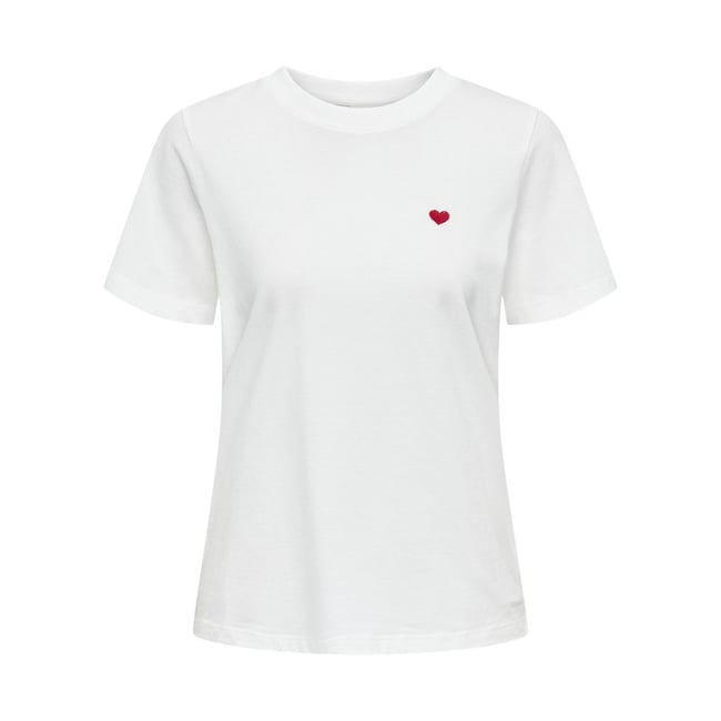 T-shirt en coton blanc uni avec une coupe droite et un col rond - JDY