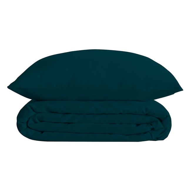 Parure de lit en Percale de coton Uni bleu <span itemprop=