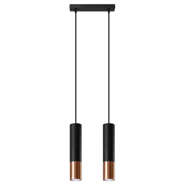 Suspension Acier Noir/Cuivre GU10 2 Loopez Couleur noir <span itemprop=