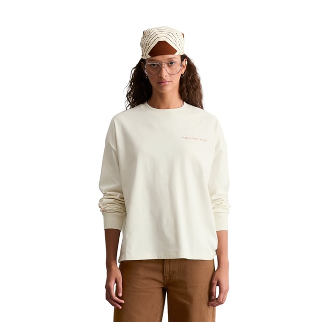 T-shirt à manches longues ample en coton biologique blanc <span itemprop=