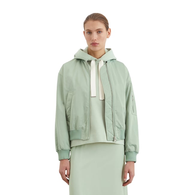 Blouson style aviateur regular en sergé de polyester recyclé vert clair <span itemprop=