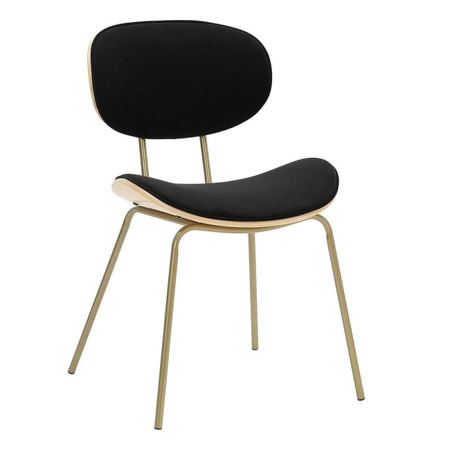 Chaise en tissu noir H78 cm - OLYMPE Couleur bois clair <span itemprop=