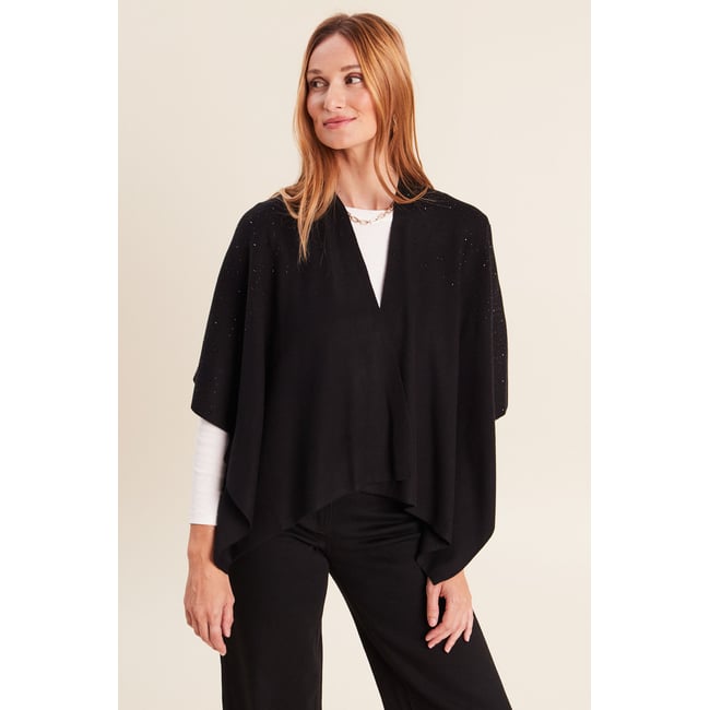 Poncho avec strass noir <span itemprop=