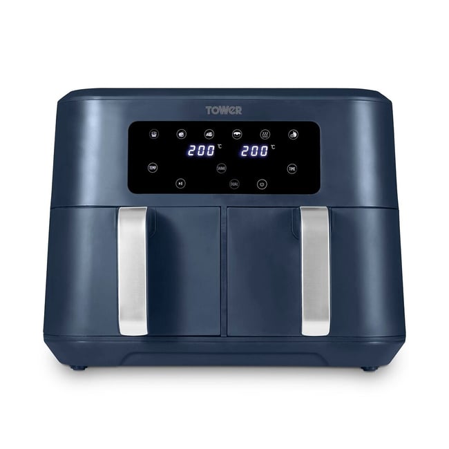 Vortx 8.5L Dual Basket Air Fryer with Chrome Trim- T17137 - TOWER