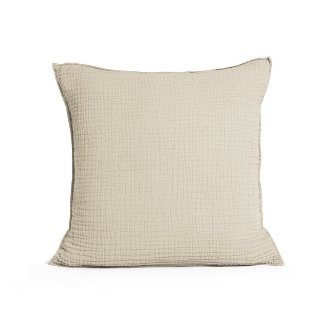 Housse de coussin en gaze de coton, SIMPLEMENT GAUFRÉ - BLANC CERISE