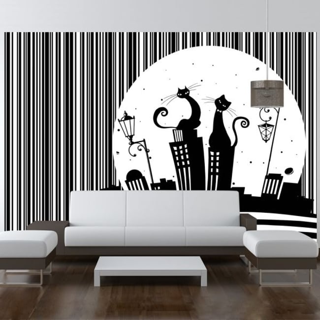 Papier peint intissé panoramique Pour enfants Cat's melody Couleur noir <span itemprop=