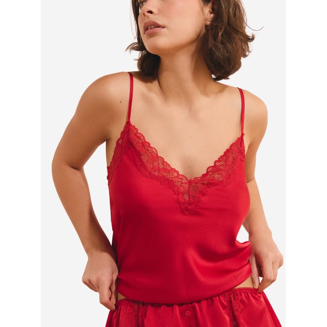 Caraco avec détails dentelle MUSA rouge <span itemprop=