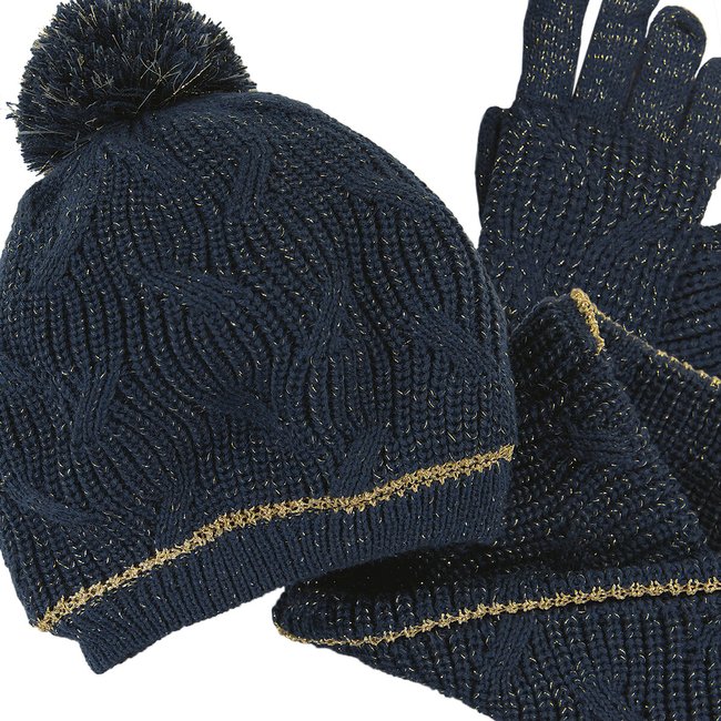Girls bobble hat and gloves hot sale