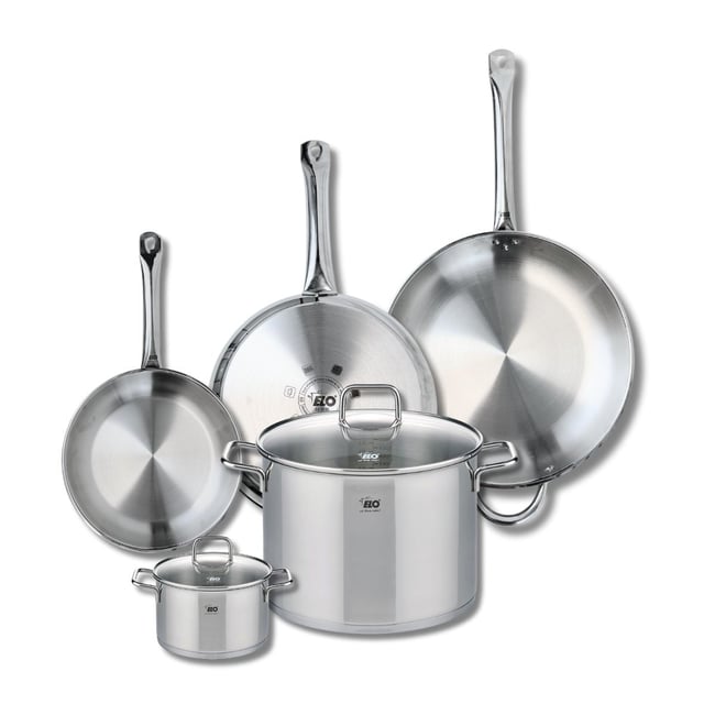 Batterie 3 poêles 24/28/32cm + 2 faitouts 14/26cm PROFI CITRIN gris <span itemprop=