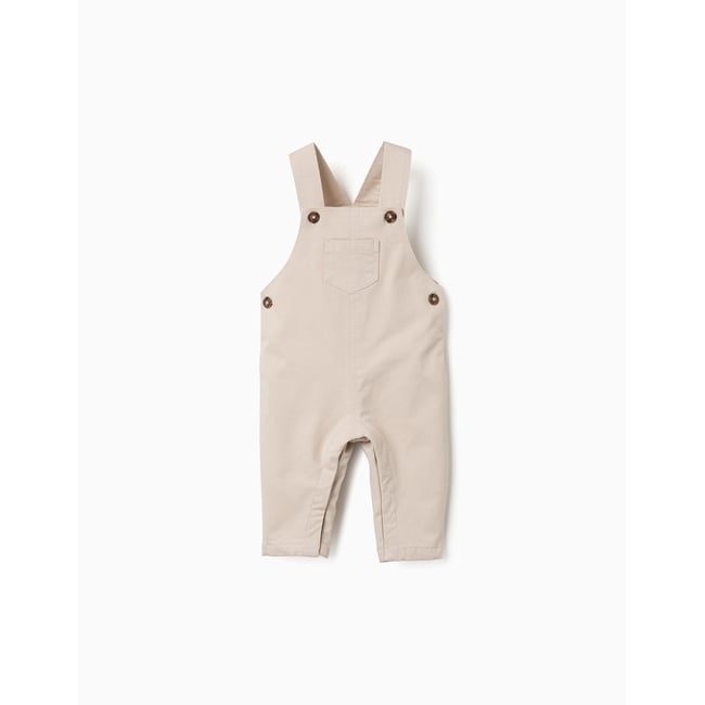 Salopette en sergé avec poche avant beige clair <span itemprop=