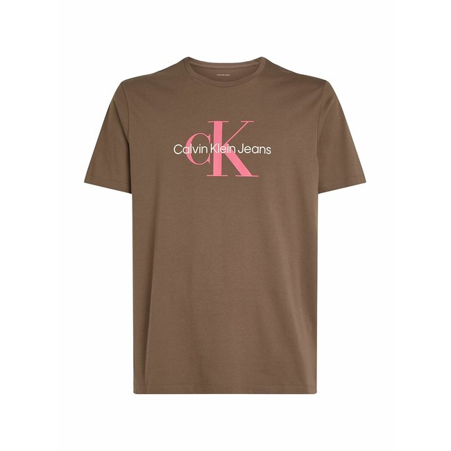 T-Shirt mit rundem Ausschnitt und Logo braun <span itemprop=