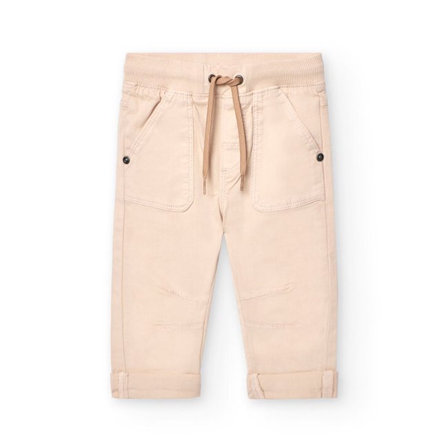 Pantalon en toile gabardine beige <span itemprop=