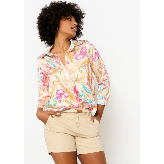 Blouse en satin à imprimé Paisley blanc vanille <span itemprop=