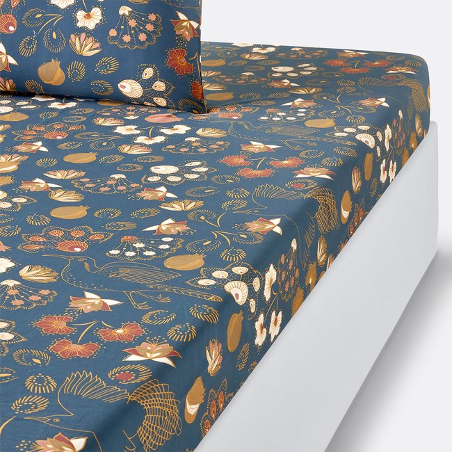 Drap housse percale de coton, Sira imprimé <span itemprop=