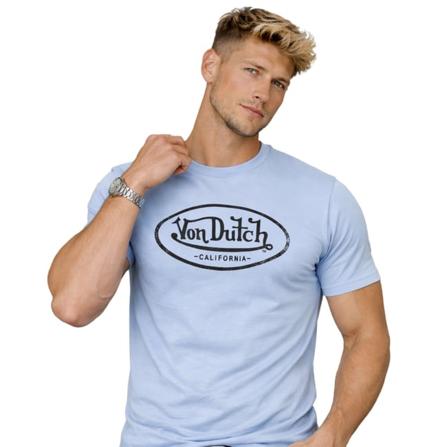 Tee shirt coton BRAD bleu/noir <span itemprop=