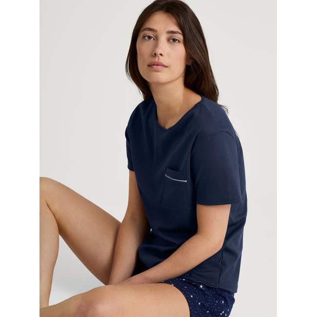 Pyjama court manches courtes Coton SWEET DREAMS bleu paon <span itemprop=