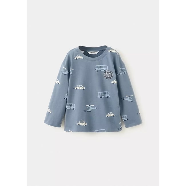 T-shirt 100 % coton à motifs bleu <span itemprop=