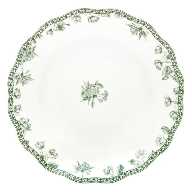 Lot de 6 assiettes creuses rondes en porcelaine LISIERE Couleur vert <span itemprop=