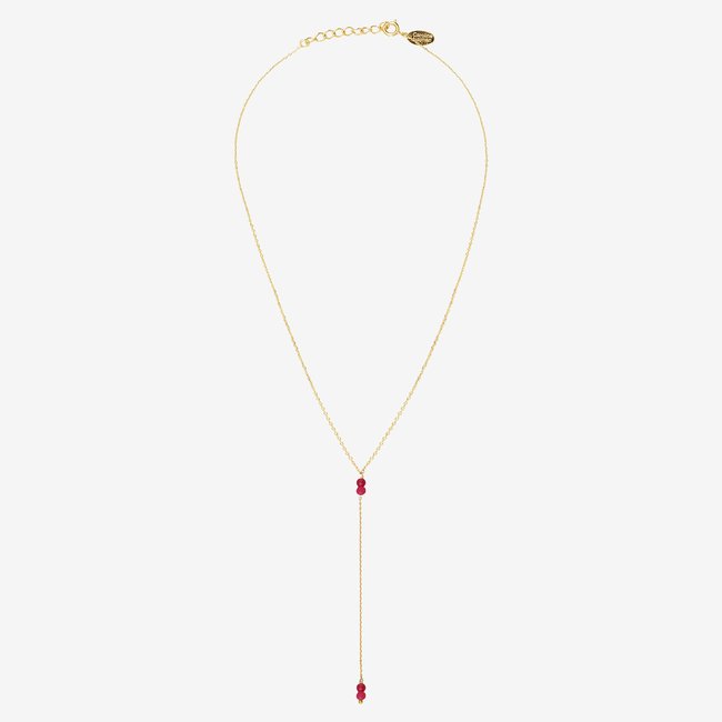 Collier cravate longue venus jade rose rose <span itemprop=