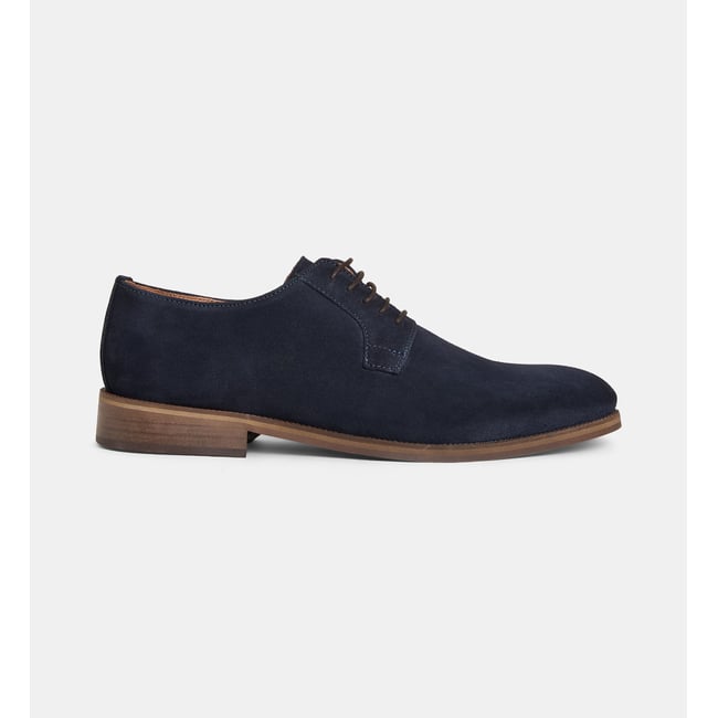 Derbies maxime en cuir lisse ou suède bleu nuit <span itemprop=