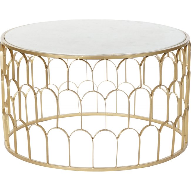Table basse marbre et fer, Glam Couleur doré et marbre blanc <span itemprop=