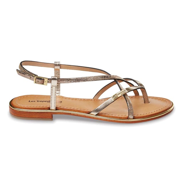 Sandales cuir Monacode or <span itemprop=