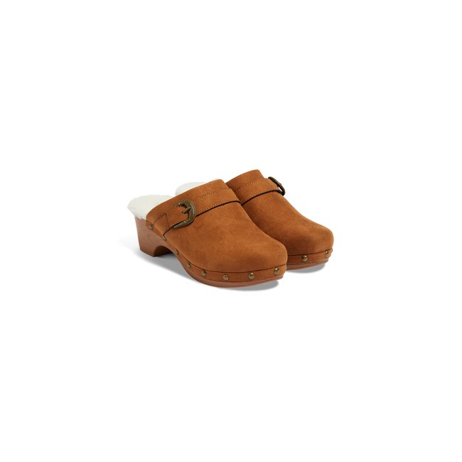 Chaussons mules velours intérieur polaire BRIDGET marron <span itemprop=