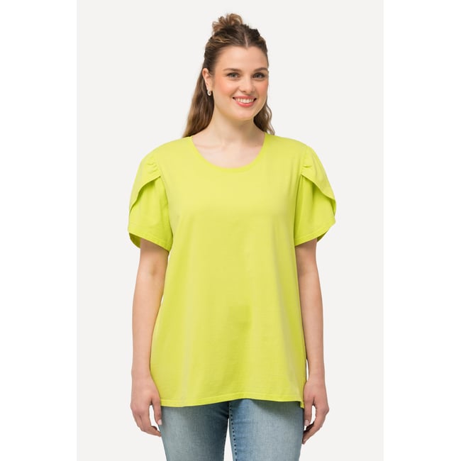 T-shirt col rond et manches courtes vert fluo <span itemprop=